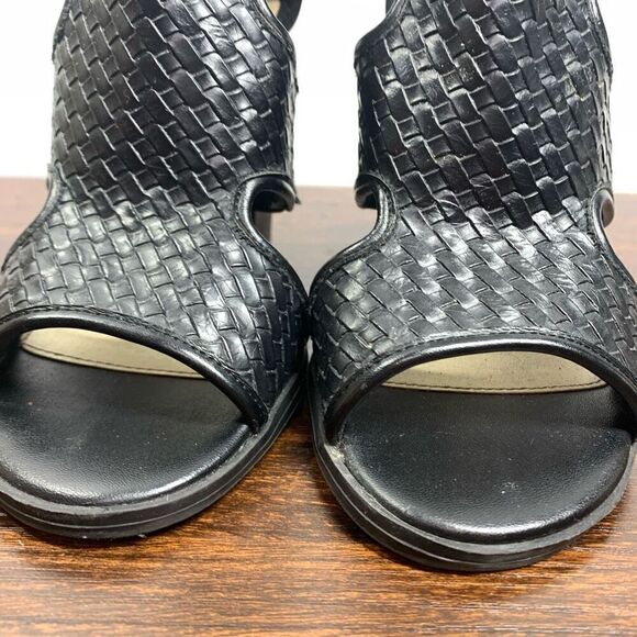 C est 1946 Women's Leather Zip Up Open Toe Ankle Block Heel Boots Black Size 6 - Picture 6 of 9